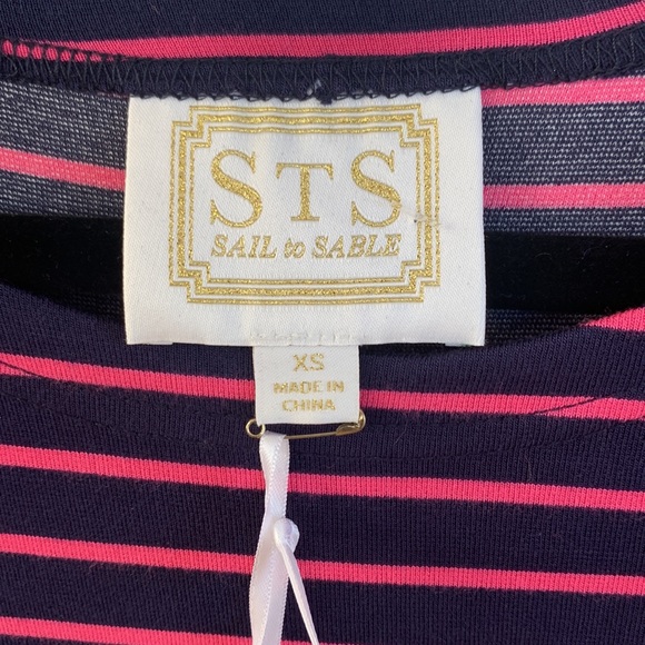 NWT Sail to Sable sz XS navy and pink striped very soft knit dress - Picture 3 of 10